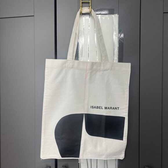 Isabel Marant  Large Tote  Logo Bag  Heavy Cotton  In White - Picture 5 of 6